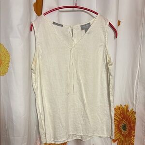 Old Navy 100% Linen Cream Sleeveless Top L